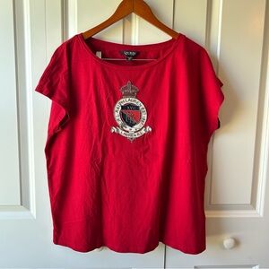 Lauren‎ Ralph Lauren Red Crest Logo Tee - Women’s Size XXL